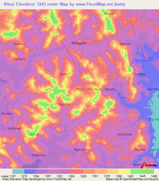 Kitezi,Uganda Elevation Map