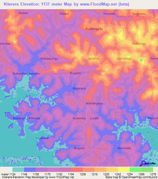 Kiterera,Uganda Elevation Map