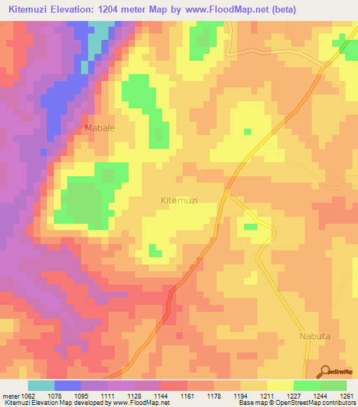 Kitemuzi,Uganda Elevation Map
