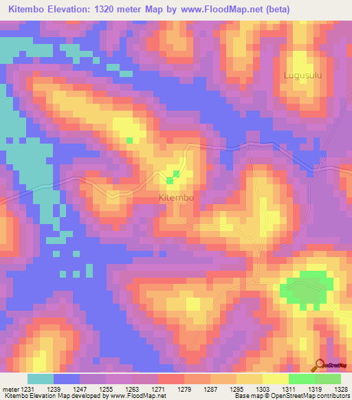 Kitembo,Uganda Elevation Map