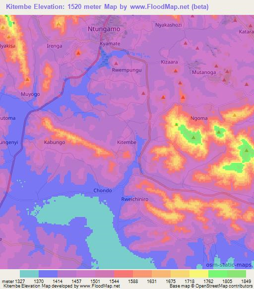 Kitembe,Uganda Elevation Map