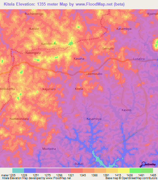 Kitela,Uganda Elevation Map