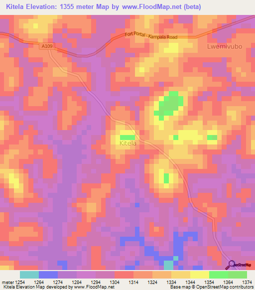 Kitela,Uganda Elevation Map