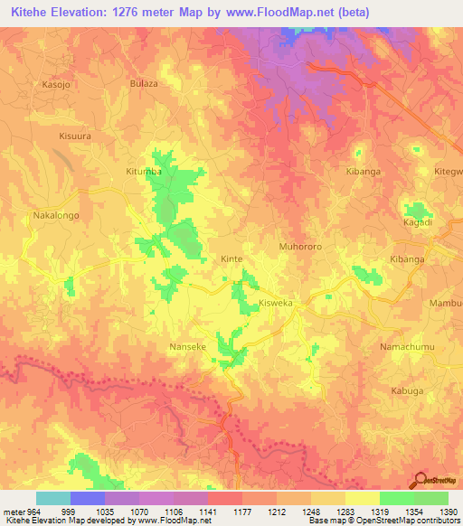 Kitehe,Uganda Elevation Map