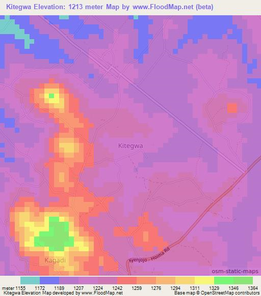 Kitegwa,Uganda Elevation Map