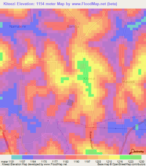 Kiteezi,Uganda Elevation Map
