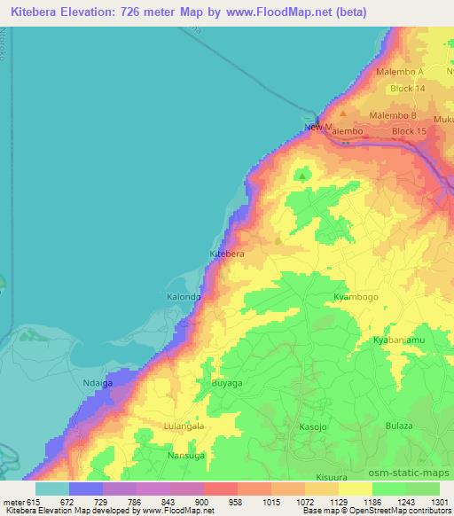 Kitebera,Uganda Elevation Map