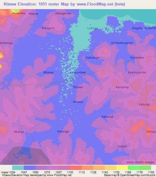 Kitawa,Uganda Elevation Map