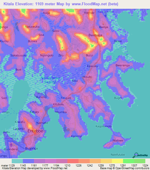 Kitala,Uganda Elevation Map