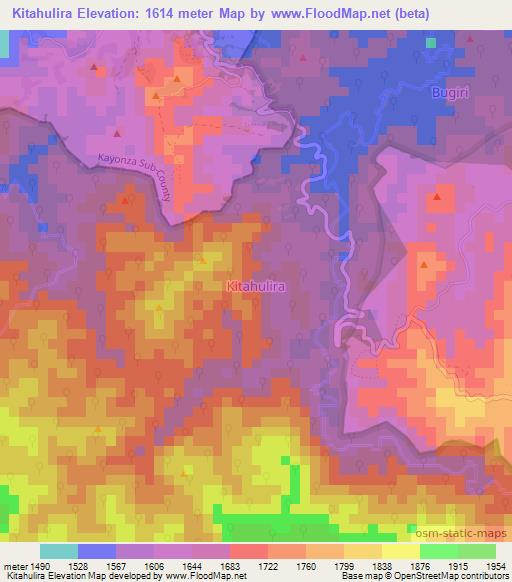 Kitahulira,Uganda Elevation Map