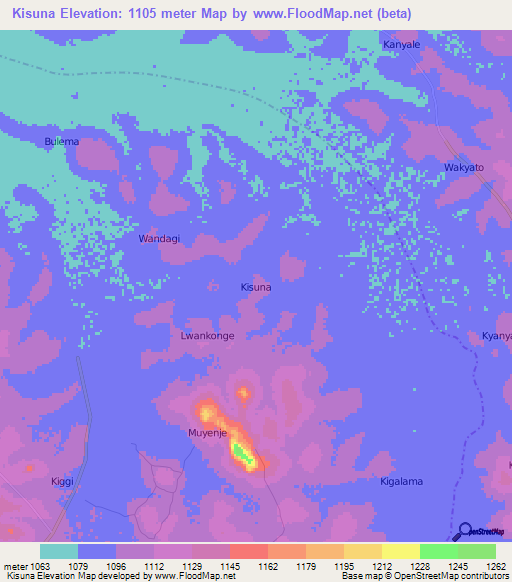 Kisuna,Uganda Elevation Map