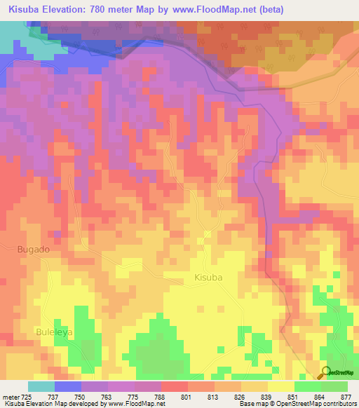 Kisuba,Uganda Elevation Map