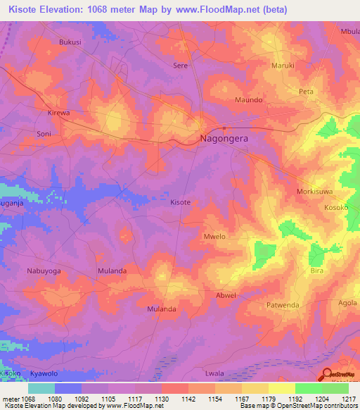 Kisote,Uganda Elevation Map