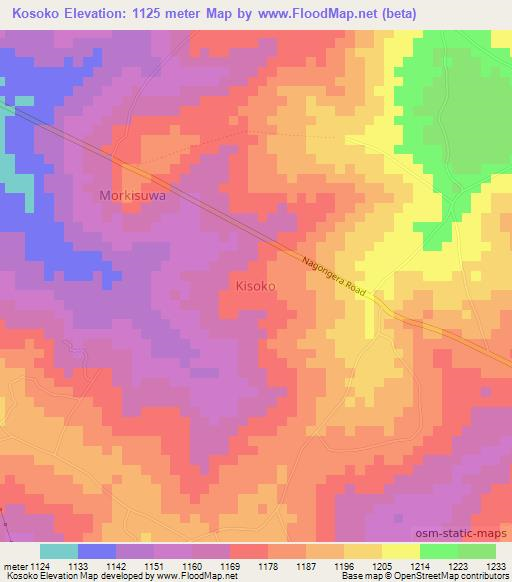Kosoko,Uganda Elevation Map