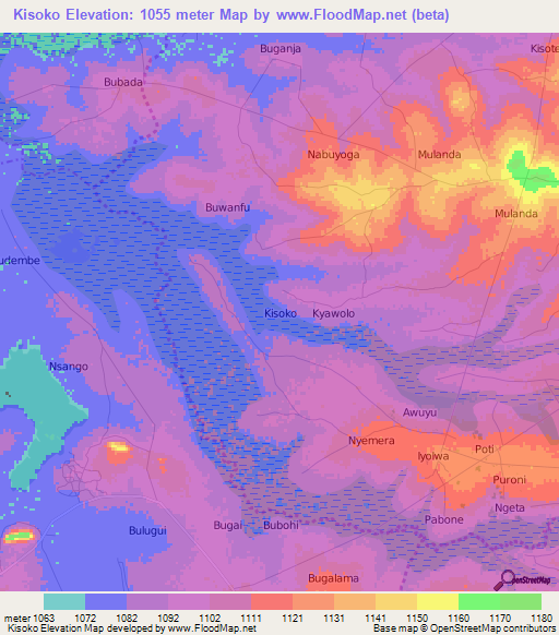 Kisoko,Uganda Elevation Map