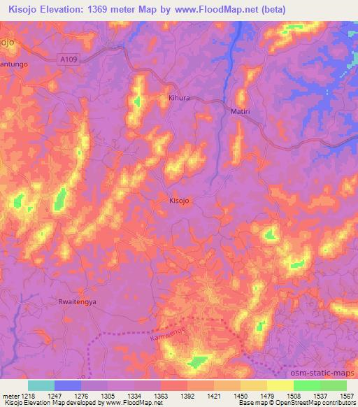 Kisojo,Uganda Elevation Map