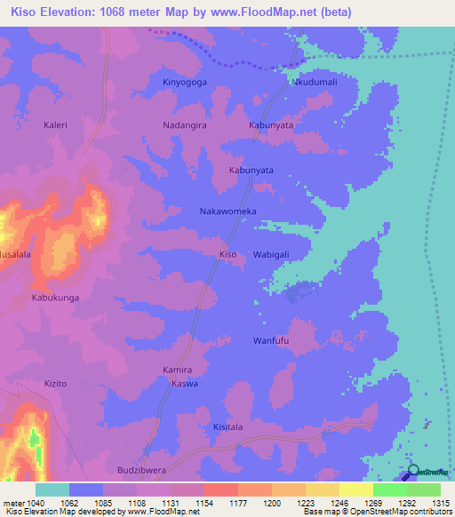 Kiso,Uganda Elevation Map