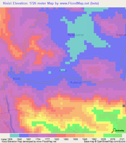 Kisizi,Uganda Elevation Map