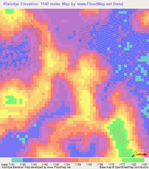 Kisindye,Uganda Elevation Map