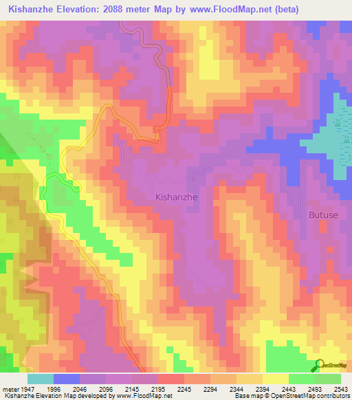Kishanzhe,Uganda Elevation Map