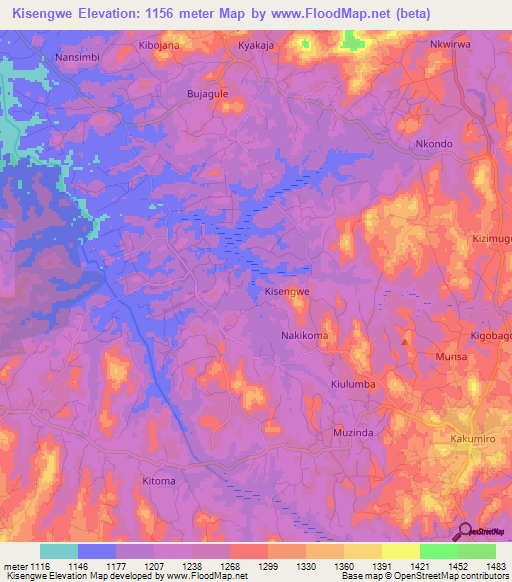 Kisengwe,Uganda Elevation Map