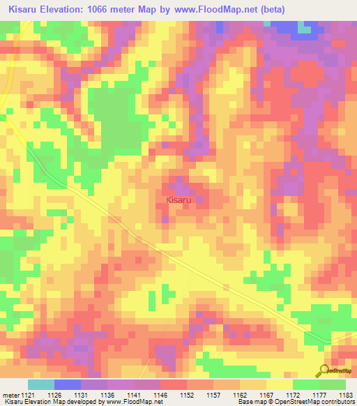 Kisaru,Uganda Elevation Map