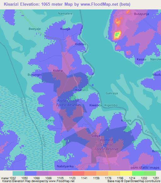 Kisarizi,Uganda Elevation Map
