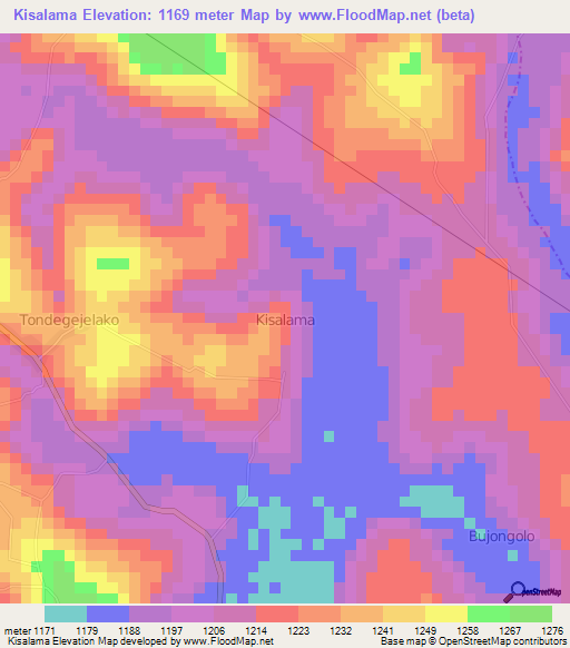 Kisalama,Uganda Elevation Map