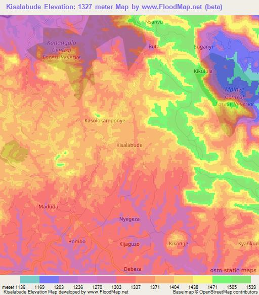 Kisalabude,Uganda Elevation Map