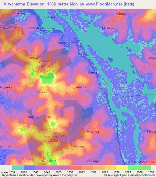 Kiryantama,Uganda Elevation Map