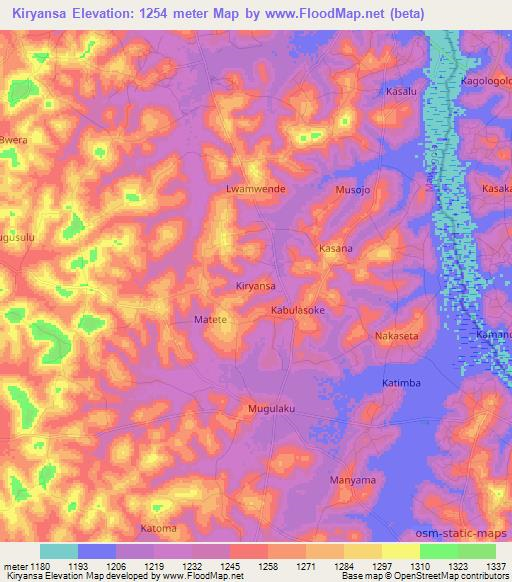 Kiryansa,Uganda Elevation Map