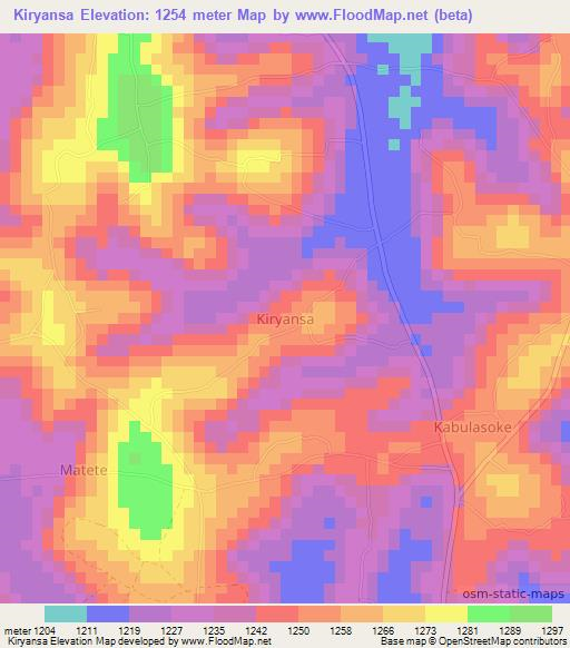 Kiryansa,Uganda Elevation Map