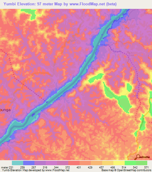 Yumbi,Congo (Kinshasa) Elevation Map