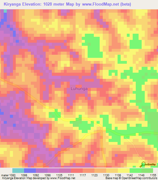 Kiryanga,Uganda Elevation Map