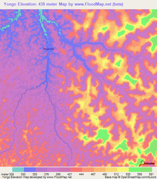 Yongo,Congo (Kinshasa) Elevation Map