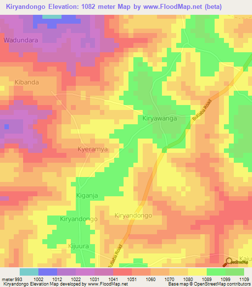 Kiryandongo,Uganda Elevation Map