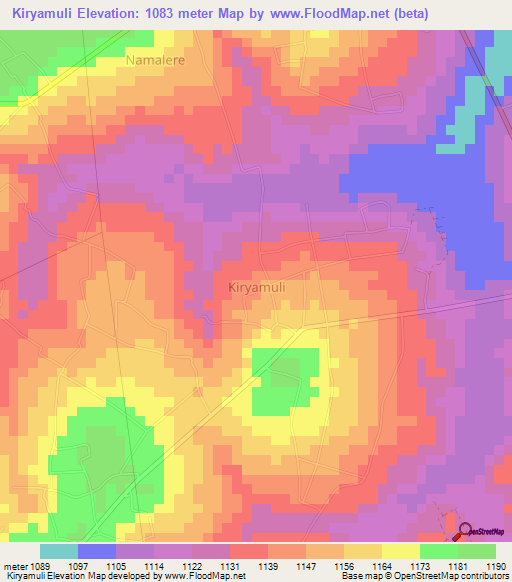 Kiryamuli,Uganda Elevation Map