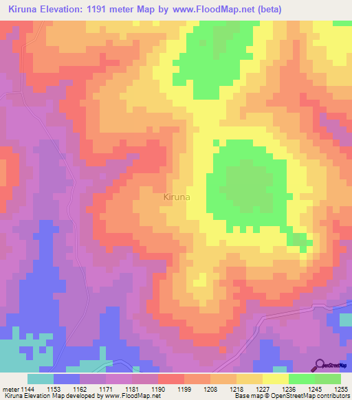 Kiruna,Uganda Elevation Map