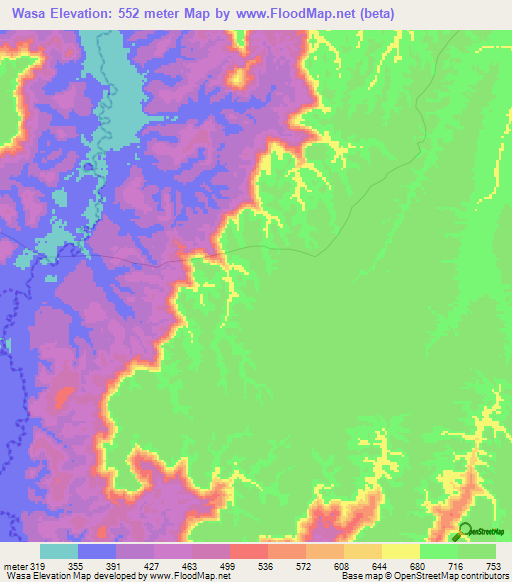 Wasa,Congo (Kinshasa) Elevation Map