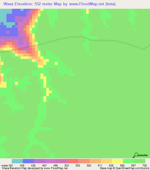 Wasa,Congo (Kinshasa) Elevation Map