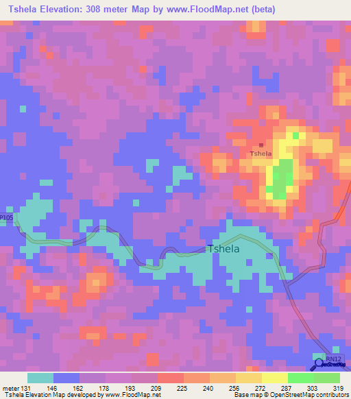 Tshela,Congo (Kinshasa) Elevation Map