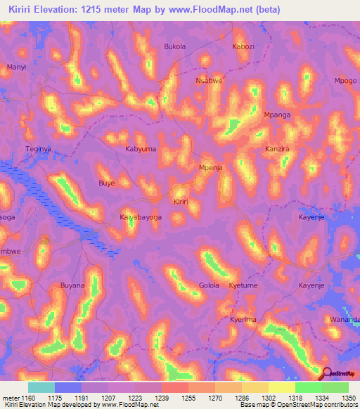 Kiriri,Uganda Elevation Map