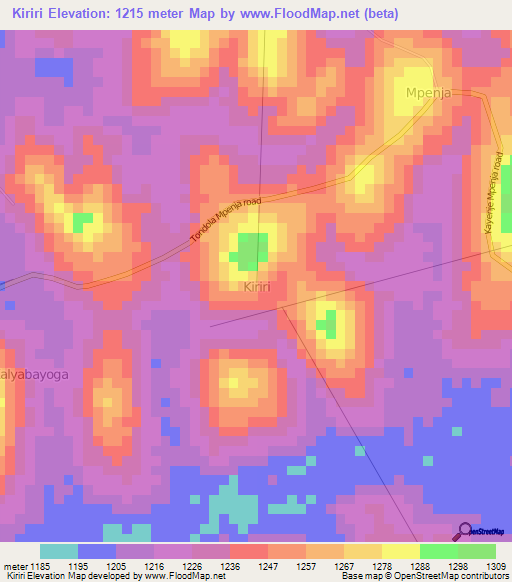 Kiriri,Uganda Elevation Map