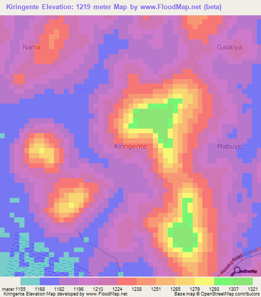 Kiringente,Uganda Elevation Map