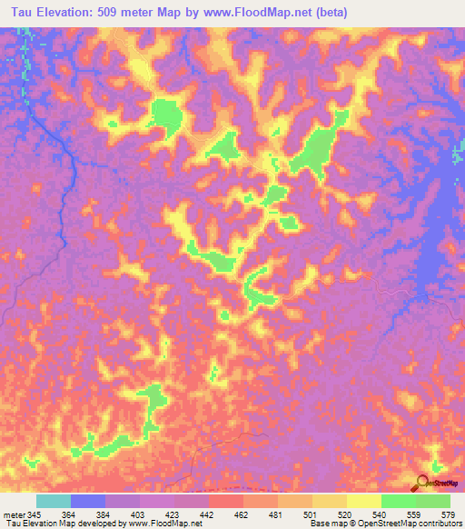 Tau,Congo (Kinshasa) Elevation Map