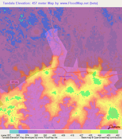 Tandala,Congo (Kinshasa) Elevation Map
