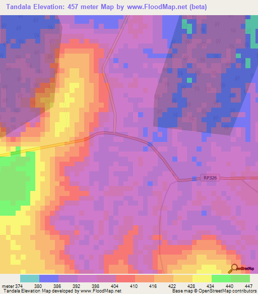 Tandala,Congo (Kinshasa) Elevation Map