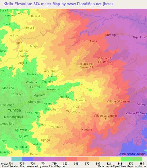 Kirila,Uganda Elevation Map