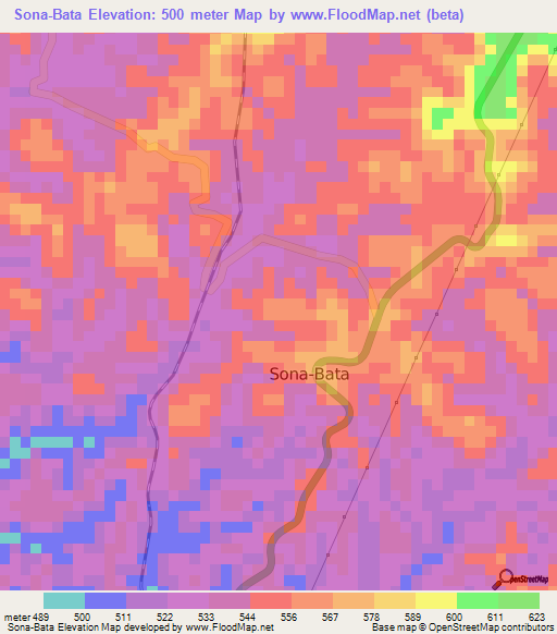 Sona-Bata,Congo (Kinshasa) Elevation Map