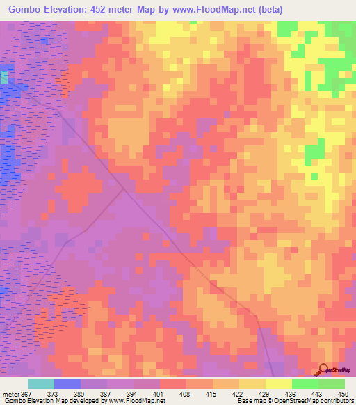 Gombo,Congo (Kinshasa) Elevation Map
